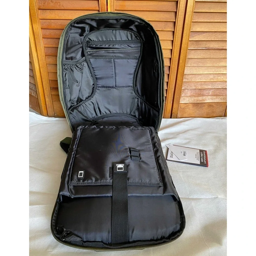 Duchamp London Anti-Theft Laptop Backpack Olive Green 16634 Mens Travel Bag NWT